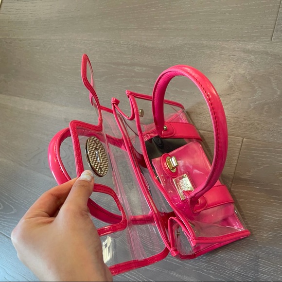 EUC ❤️‍🔥 TRANSPARENT NEON PINK 🩷 handbag handheld bag 🇭🇰i.t Katie Judith - Picture 6 of 15